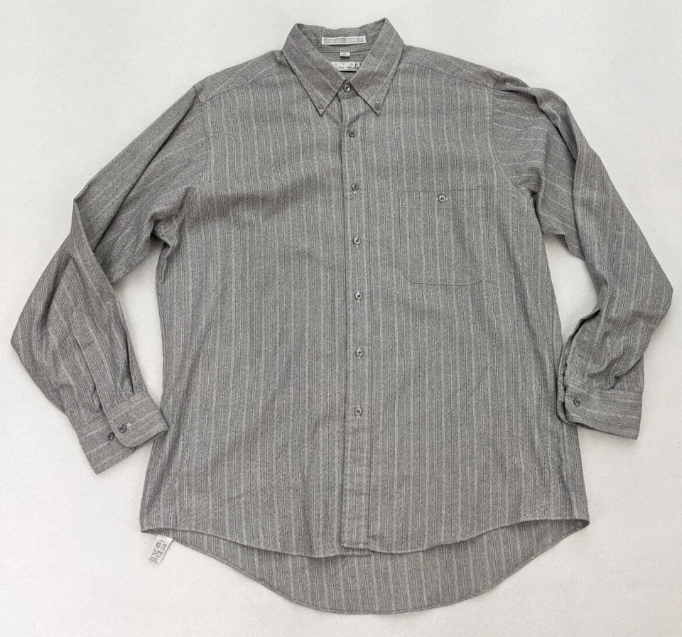 Editions by Van Heusen Men's Shirt Size 17 x 34/35 Gray Striped Button-Up - Image 1 of 4