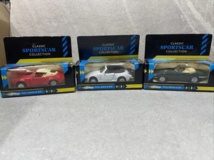 3 X collezione auto sportive classiche - pull back and go -2 X Porsche e Jaguar E - Foto 1 di 4