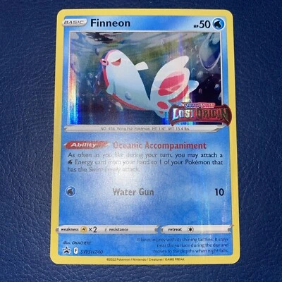 HOLO Finneon SWSH240 NM / M STAMPED PRERELEASE PROMO Sword Shield Pokemon Card - Image 1 of 3