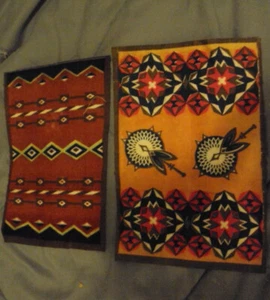 Tobacco Felts Native American blanket rug lot of 2 A3 - Picture 1 of 2