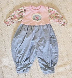 Vintage Carter's Baby Girl Floral Romper 12 Months 1980s Style - Picture 1 of 10