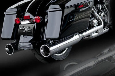 RC Components RCX 4.5" Rage Chrome W/ Chrome Tips Slip On Mufflers Harley FLH - Image 1 of 2