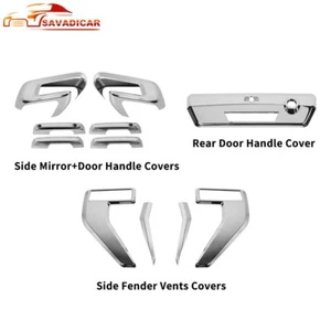 11Pcs Chrome Exterior Side Door Handles Full Cover Trim Kits For Ford F150 2021+ - Picture 1 of 20