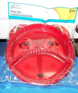 New Angel Of Mine Divided Plate Set Pack Of 2 Animal Red Fox   - Picture 1 of 2