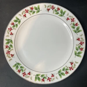 Royal Norfolk - RNF15 Christmas Holly Berry Dinner Plate with Gold Edging x1 - Picture 1 of 4