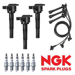3 Ignition Coils, Wireset & 6 NGK Iridium Spark Plug for 00-04 Toyota Tundra V6