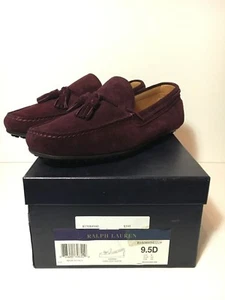 BRAND NEW RALPH LAUREN HARBIN OXBLOOD SUEDE SHOES SIZE 9.5 LOAFER MOCASSIN 9 NOS - Picture 1 of 10