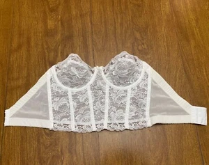 Vintage 60s Wynette Lingerie White Floral Lace Bustier Corset Top Women's 36C - Picture 1 of 8