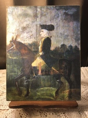 Letrero de tablero de lona artesanal estadounidense primitivo George Washington on Horse Foto 1 de 4