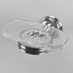 Franz Viegener Clear Soap Dish and Solid Brass Holder, Wall-Mount, Satin Chrome - Picture 1 of 2