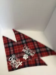 Four Pack Christmas Dog Bandanas Reversible Buffalo Plaid Scarf Set New - Picture 1 of 4