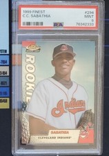 1999 Topps Finest #294 CC Sabathia Rookie PSA MINT 9 Cleveland Indians