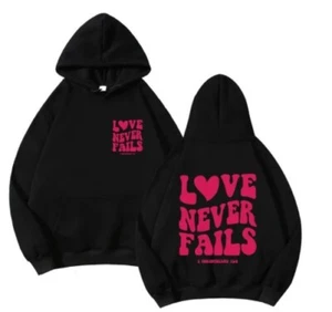 Love Never Fails Hip-hop Hoodie Print Sweatshirt For Men And Women - Picture 1 of 1