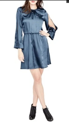 Rachel Roy Julia Draped Sleeve Dress Cocktail Evening Teal Blue S NWT $119 - Image 1 of 4