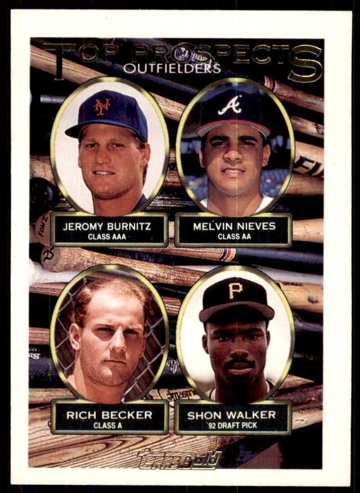 1993 Topps Gold Jeromy Burnitz/Melvin Nieves/Rich Becker/Shon Walker Rookie - Image 1 of 2