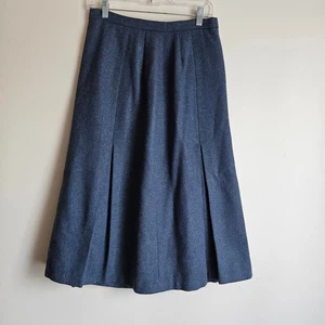Vintage LL Bean Faltenrock Wolle/Mohair, blau Tweed, Gr. M - Bild 1 von 7