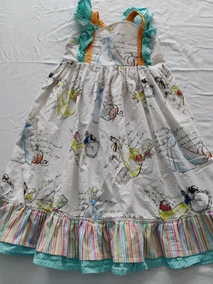 Handmade Girls Disney Princess Dress Tie Back Multi 35” Bust 28" Long 7 Precious - Image 1 of 4
