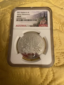 Austria 2021 S1.5E Vienna Philharmonic MS69 NGC 1oz Silver - Picture 1 of 4