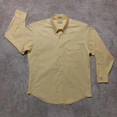 Camisa de tela Oxford LL Bean de colección para hombre 16 1/2-33 bolsillo con solapa amarilla hecha en EE. UU. Foto 1 de 4