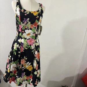 LAUREN RALPH LAUREN NWT Floral Pleated A-Line Sleeveless Midi Dress Sz 2 Easter - Picture 1 of 12