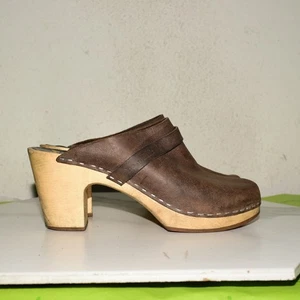 SWEDISH HASBEENS Toffel Leather Soft Toe Clog Mule Women 41 - Picture 1 of 19
