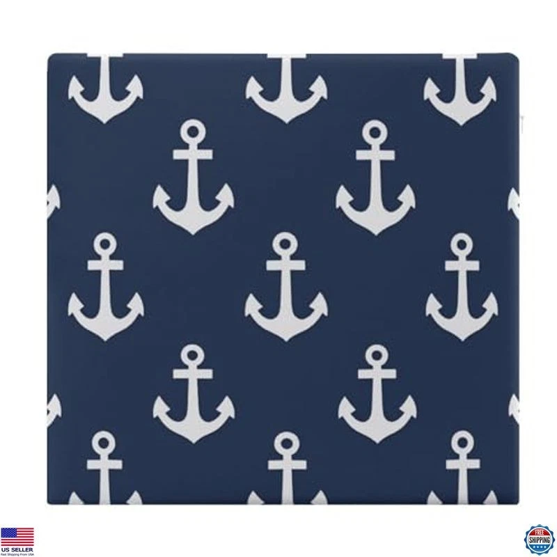 Cojín de asiento de espuma viscoelástica con anclaje náutico azul marino - Almohada ergonómica para respaldo de coche Foto 1 de 4