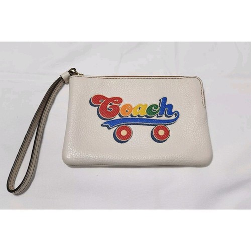 Coach Polsino Donna Angolare Zip Con Grafica Arcobaleno Roller Skate Nuovo Con Etichetta