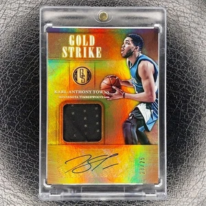 KARL ANTHONY TOWNS /25 Gold Strike Patch Auto 2016-17 Gold Standard Basketball - Picture 1 of 2