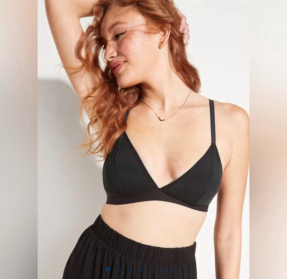 NWT Old Navy Women’s Mesh V-Neck Bralette Top Bralette Bra Black XL XLarge - Image 1 of 4