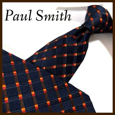 Corbata a Cuadros Paul Smith Seda Azul Marino Naranja Usada Foto 1 de 4