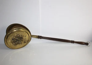 Vintage lange Messing Bettwärmer Pfanne Holzgriff - Bild 1 von 18