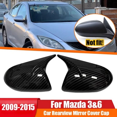 Tapa de cubierta de espejo retrovisor lateral bocina OX de fibra de carbono para Mazda 3 6 2009-2013 Foto 1 de 4