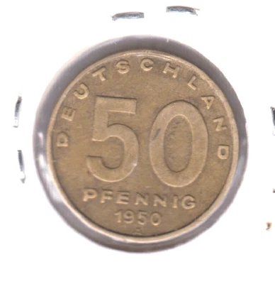 DEMOCRATIC 德国 / DDR 50 Pfennig 1950A,稀缺 (AI762) — 第 1/2 张图片
