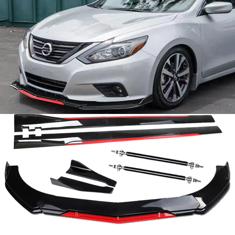 For Nissan Altima Front Bumper Lip Splitter Spoiler Glossy Black +Red Body Kit Foto 1 de 4