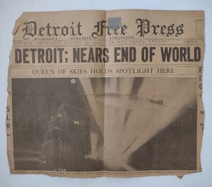 Detroit Free Press August 1929 front page newspaper clipping Graf Zeppelin - Picture 1 of 8