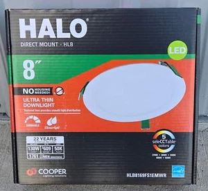 Halo HLB 8 in. LED Recessed Light Kit Canless Dimmable Indoor Outdoor IC Rated I - Picture 1 of 6
