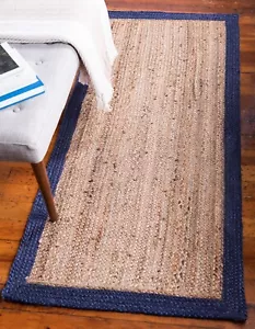 Runner jute Rug Rectangle Braided Handmade Carpet Home Decor Modern Look Rugs - Picture 1 of 12