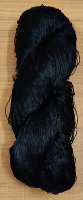 Carretel de trabalho de tricô preto 1 fio fio fio de renda tecido de seda 115g tecido sari - Imagem 1 de 2