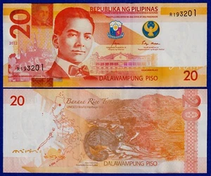 Philippines 20 Piso 2022 P-W230 UNC Banknote - New Logo Seal Type 7 - Picture 1 of 3