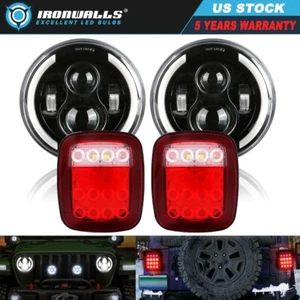 7" LED Round Headlights DRL + Brake Tail Lights For Jeep Wrangler TJ 1997-2006 - Bild 1 von 12