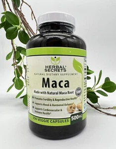 Herbal Secrets Maca Root Capsules- 500 Mg 250 Veggie Caps (Non-GMO) Exp.02/2025 - Picture 1 of 2
