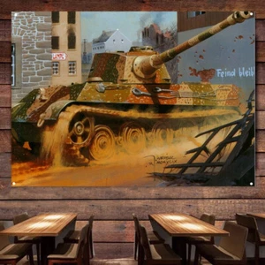 GER Wehrmacht Tanque Pesado Tapiz Colgante de Pared Bandera De Colección Arte Militar Bandera - Imagen 1 de 6
