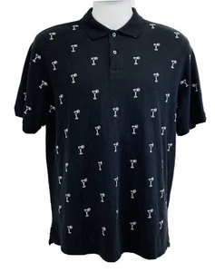 Cremieux Classics Mens Sz XL Martini Short Sleeve Button Polo Black Shirt S12 - Picture 1 of 9