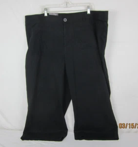 Ava & Viv Women's Wide Leg High Rise Cropped PantS Black 24 - Picture 1 of 16
