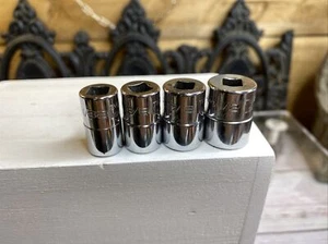 4x Snap-on SHALLOW 1/4" DRIVE CHROME SOCKET, 11/32" 3/8" 7/16" 1/2” 6 POINT TM - Picture 1 of 15