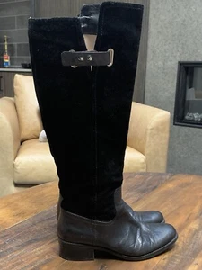 CIRCA Joan & David Womens US 8 Black Suede Leather Knee High Riding Boots CJRAAH - Picture 1 of 16