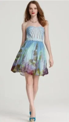 AIDAN акварель шелк цветочный Sweetheart без бретелек ремень платье 12 новый $330 #11 - Изображение 1 из 4