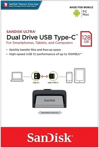 SanDisk Ultra Dual 128GB OTG USB 3.1 Type C 150MB/s Flash Drive SDDDC2-128G - Picture 1 of 6