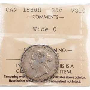 Canada 1880-H 25 Cents Quarter Silver Coin - ICCS VG-10 - Picture 1 of 4