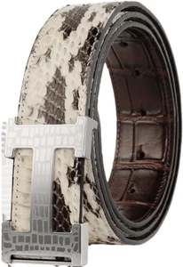 Handmade Reversible Python Skin Leather Belt with Alloy Buckle for Men - Picture 1 of 5